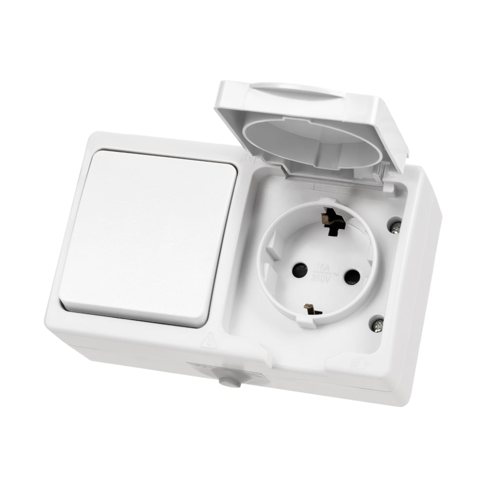 Изображение товара Горизонтальный блок с розеткой и выключателем Вуокса TDM ELECTRIC SQ1803-1010, IP54