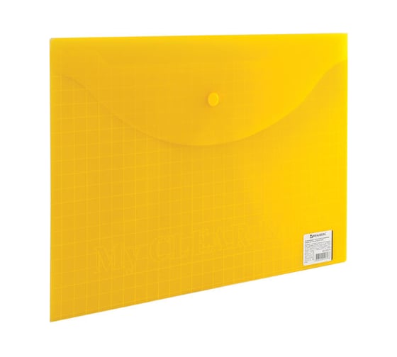 Изображение товара Папка-конверт BRAUBERG с кнопкой My Clear Bag, А4, до 100 листов, прозрачная, ассорти, 0,15 мм 225174