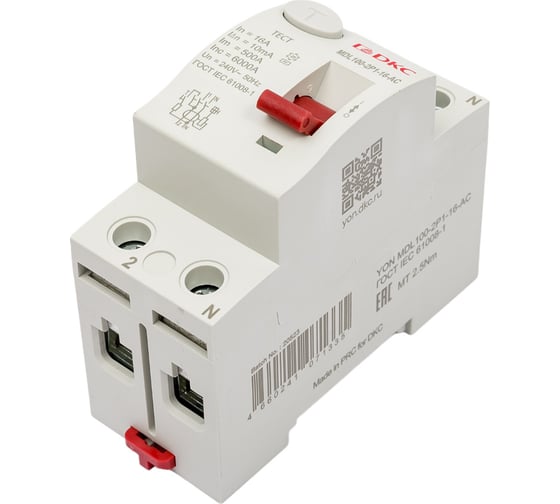 Изображение товара Устройство защитного отключения DKC узо вдт yon max mdl100, 2p, 10ma, 16a, тип ас MDL100-2P1-16-AC
