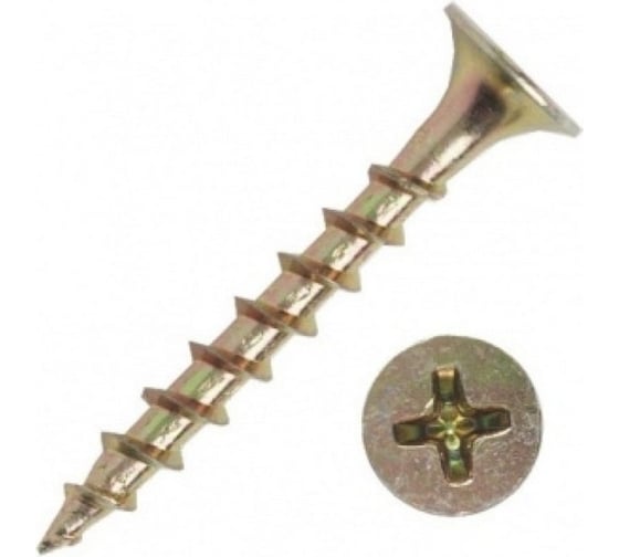 Изображение товара Саморез для крепления ГКЛ к дереву МЕТАЛЛСЕРВИС желтый цинк, 3,5x35 мм, 100 шт. мс 1255631