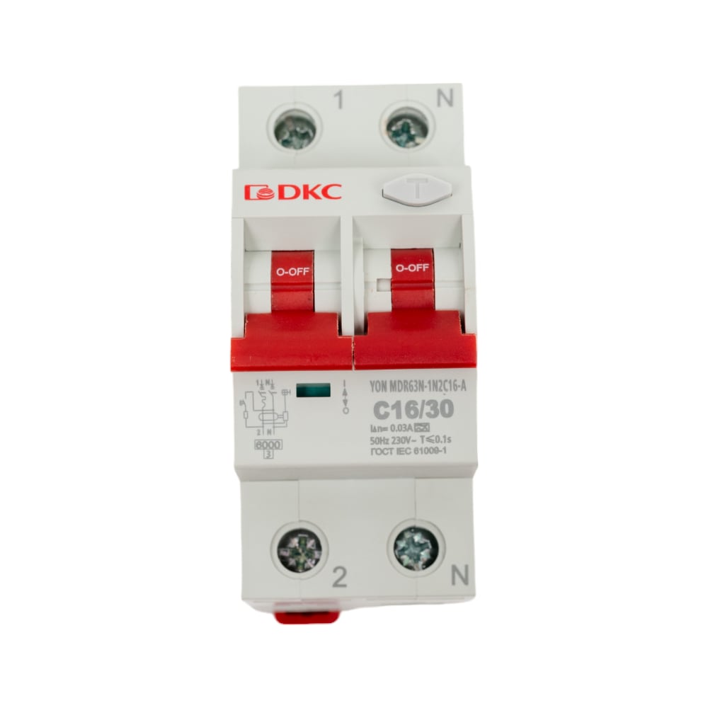 Изображение товара Автоматический выключатель дифференциального тока YON MDR63N-1N2C16-A 16А 30мА 6кА IP20