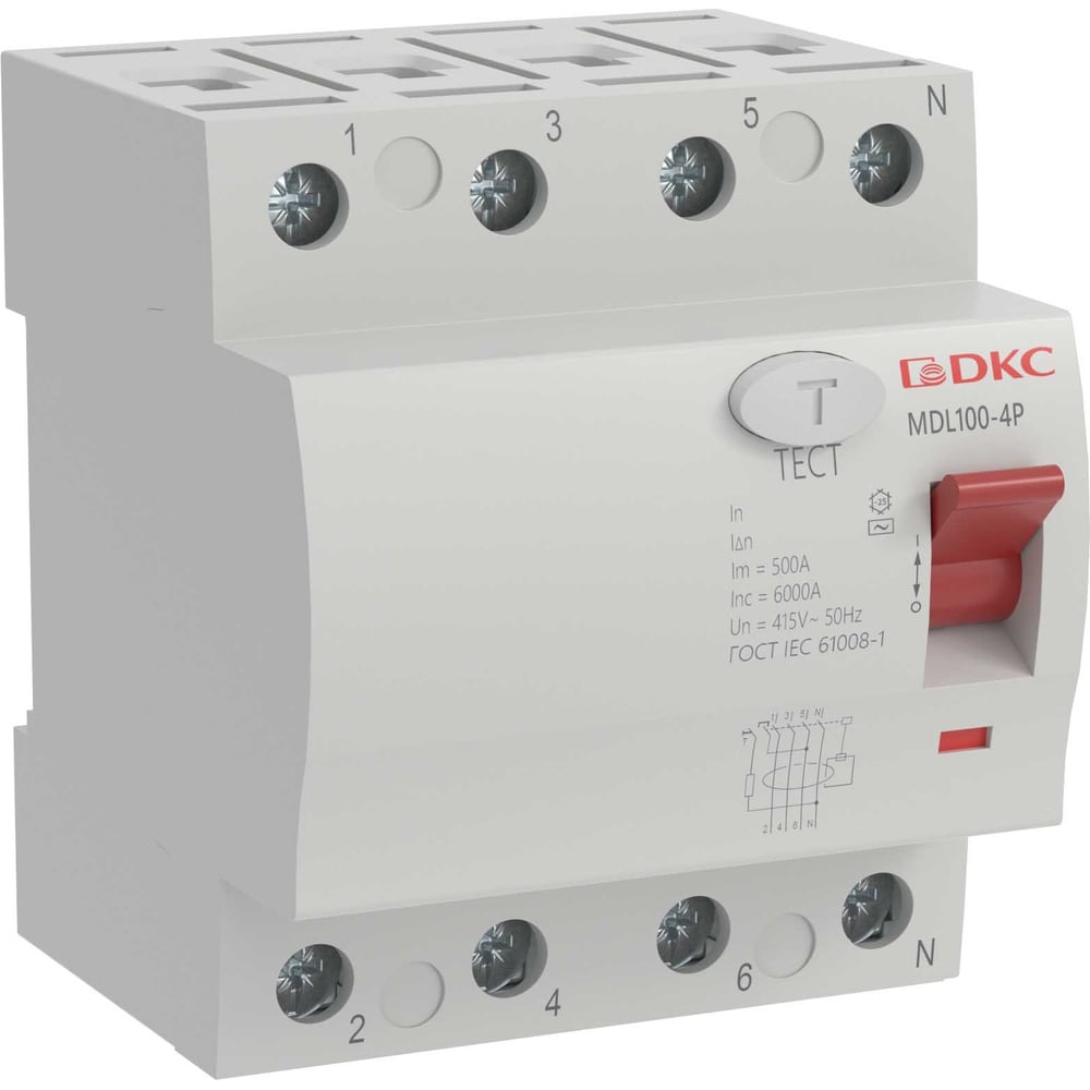 Изображение товара Устройство защитного отключения DKC MDL100, 100мА, 4 полюса, 40А