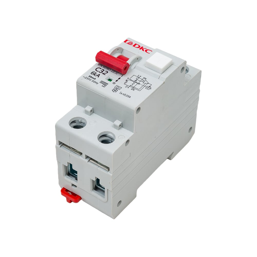 Изображение товара Автоматический выключатель дифференциального тока DKC авдт yon mdr63 1p+n 32a c 30ma 6ka тип a MDR63-22C32-A