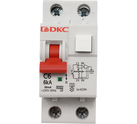 Изображение товара Автоматический выключатель дифференциального тока DKC авдт yon mdr63 1p+n 6a c 30ma 6ka тип a MDR63-22C6-A