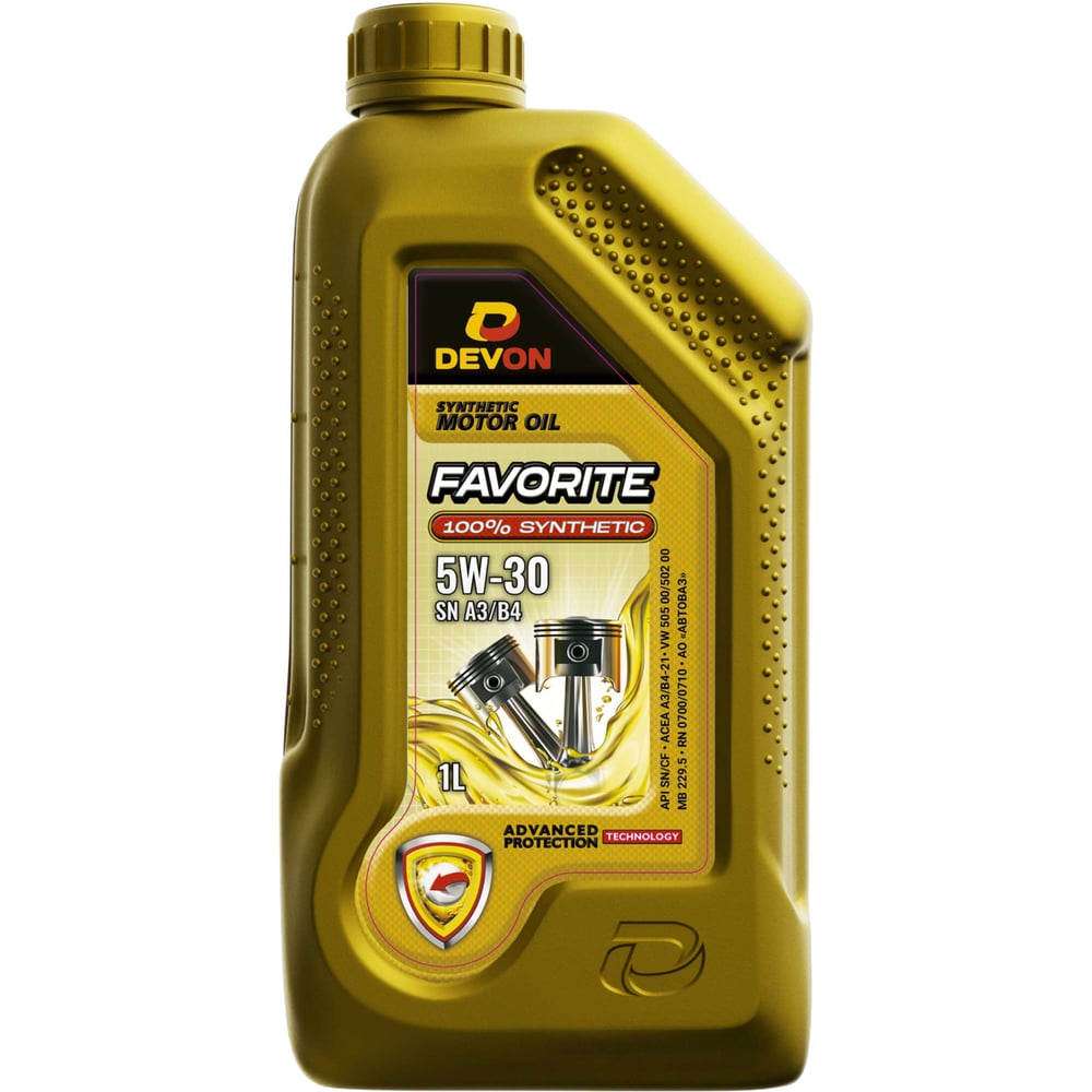 Изображение товара Моторное масло Devon Favorite SAE 5W-30 SN A3/B4, 1л синтетика для легковых дизельных и бензиновых 