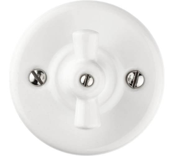 Изображение товара Фарфоровый поворотный выключатель TDM ELECTRIC Болонь с ручкой-бантик, 10А, белый SQ1820-0010