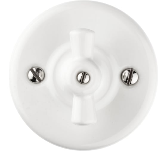 Изображение товара Фарфоровый поворотный перекрестный выключатель TDM ELECTRIC Болонь с ручкой-бантик, 10А, белый SQ1820-0012