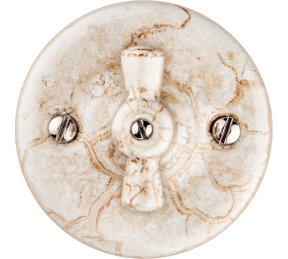 Изображение товара Фарфоровый поворотный перекрестный выключатель TDM ELECTRIC Болонь с ручкой-бантик, 10А, мраморный SQ1820-0114