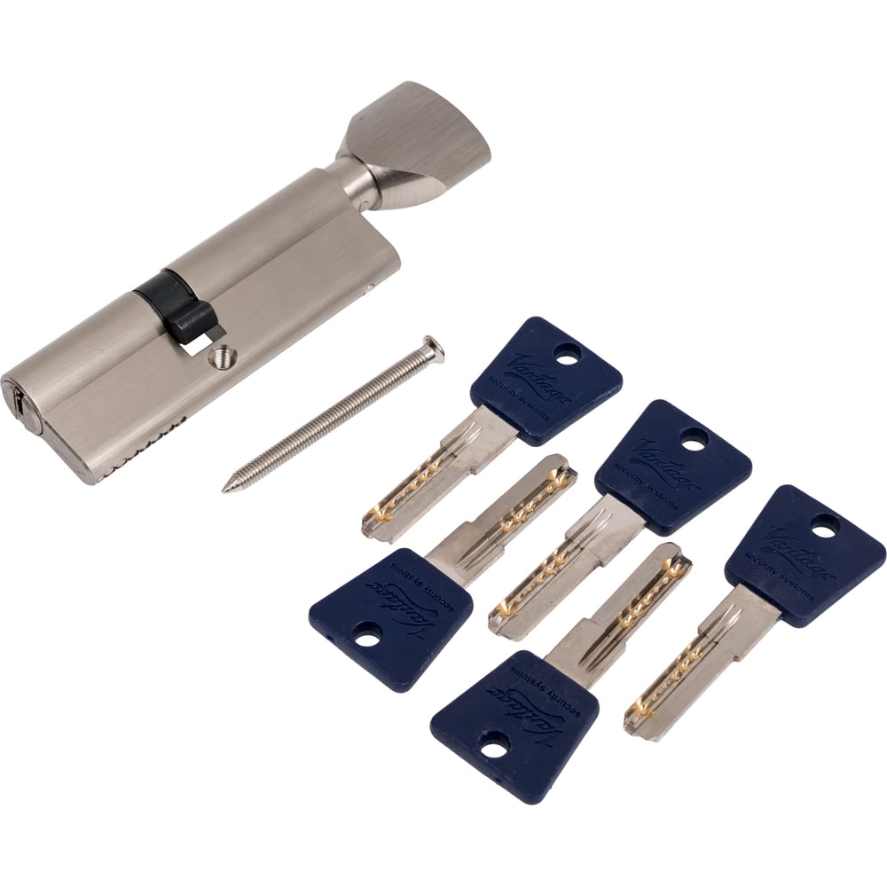Изображение товара Цилиндровый механизм Вантаж 5 ключей, никель матовый, двухсторонний