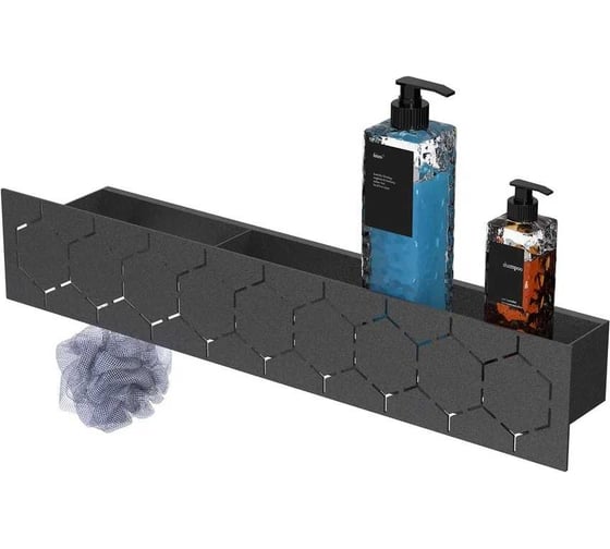 Изображение товара Полка Граф Держалкин Bee patron 50x9.2x9 крючки слева черная Fl-bee-pat50л-ч