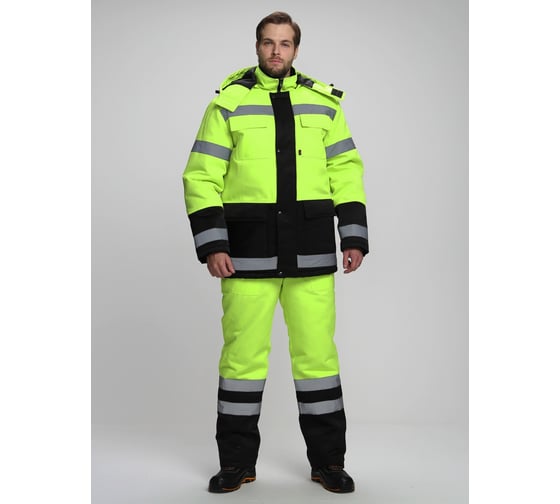 Изображение товара Зимний костюм с полукомбинезоном Дорожник-Ультра, лимонный/черный, размер 48-50, рост 182-188 87487717.004