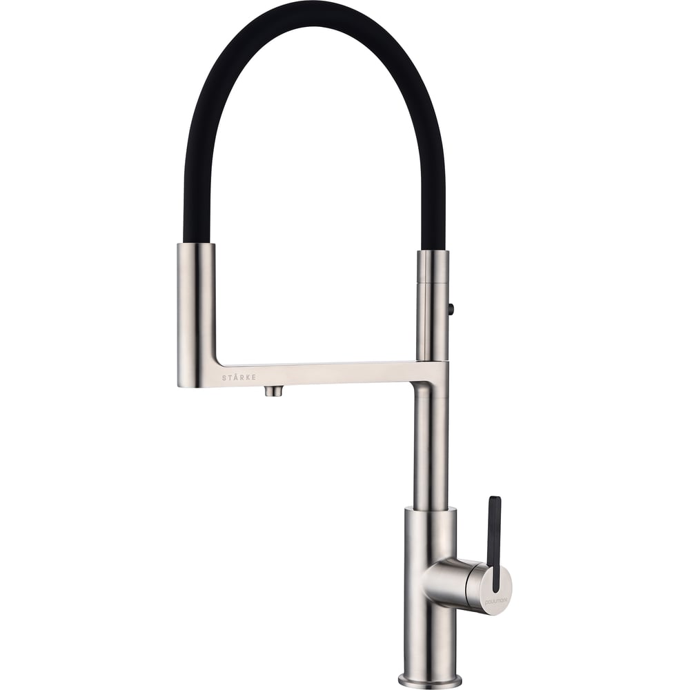 Изображение товара Смеситель для кухни Paulmark TORNADO из брашированной стали с поворотным изливом