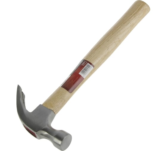 Изображение товара Молоток-гвоздодер ЛОМ деревянная рукоятка, 470 г 2305392