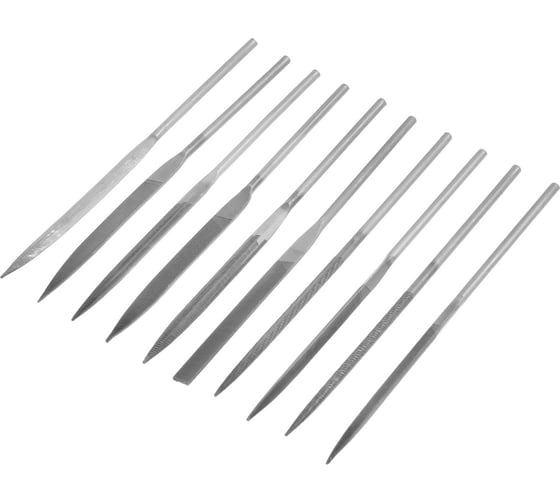 Изображение товара Набор надфилей ЛОМ металлические рукоятки, 70x160x4 мм, 10 шт. 2292066