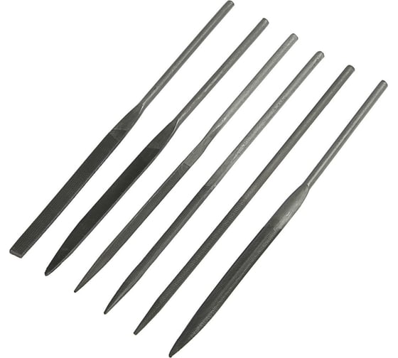 Изображение товара Набор надфилей ЛОМ металлические рукоятки, 70x160x4 мм, 6 шт. 2292065