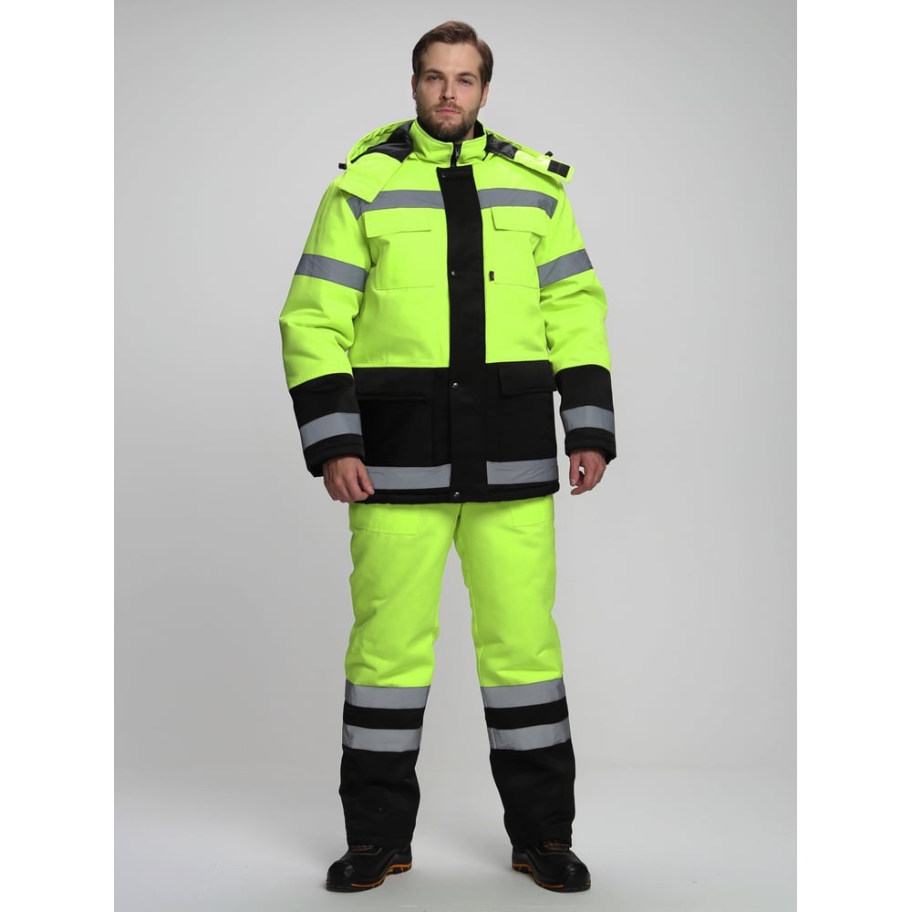 Изображение товара Зимний костюм с полукомбинезоном Дорожник-Ультра лимонный черный 68-70 мужской