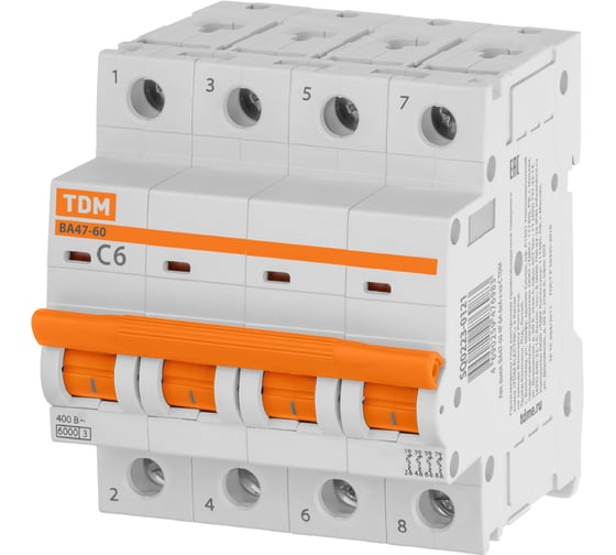 Изображение товара Автоматический выключатель TDM ELECTRIC ВА47-125 3Р 100А 15кА х-ка D SQ0223-0121