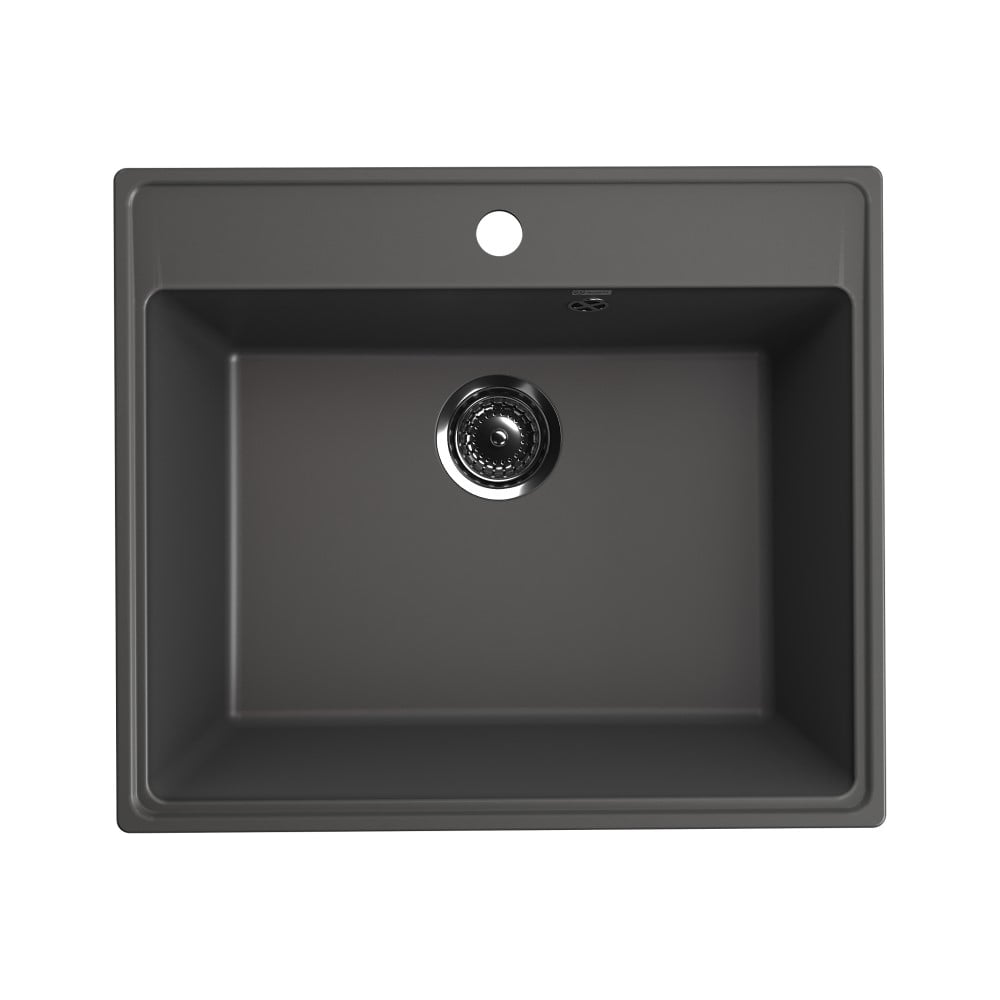 Изображение товара Кухонная мойка ULGRAN Quartz Асфальт Forte 580-09 матовая, врезная, темно-серая