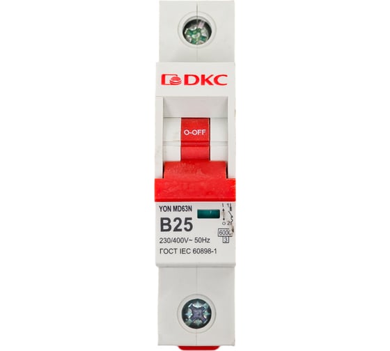 Изображение товара Автоматический модульный выключатель DKC yon md63n 1p 25a b 6ka MD63N-1PB25