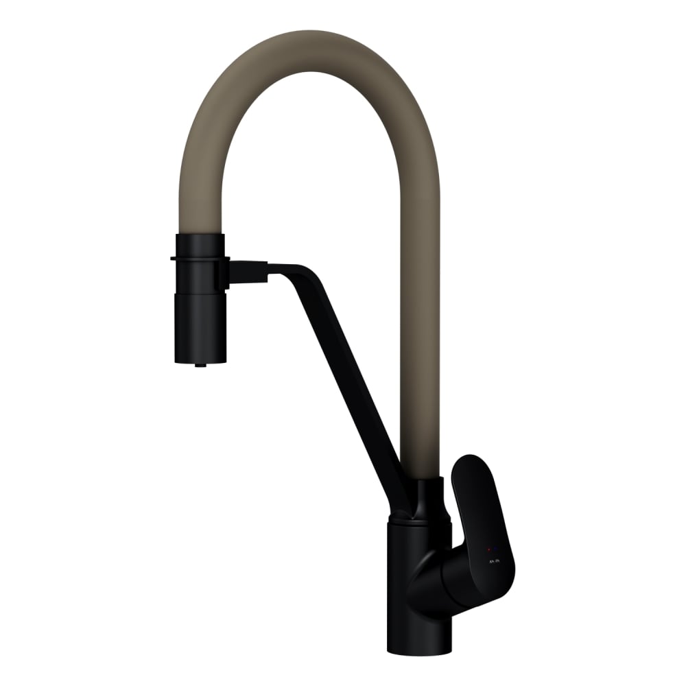 Изображение товара Смеситель AM.PM Like F8007826 с гибким изливом, черный/бежевый