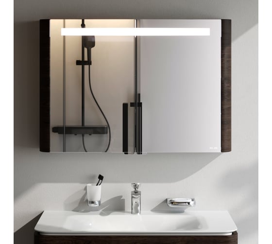 Изображение товара Зеркальный шкаф AM.PM Sensation 100 см, с подсветкой, табачный дуб, текстурированн M30MCX1001TF