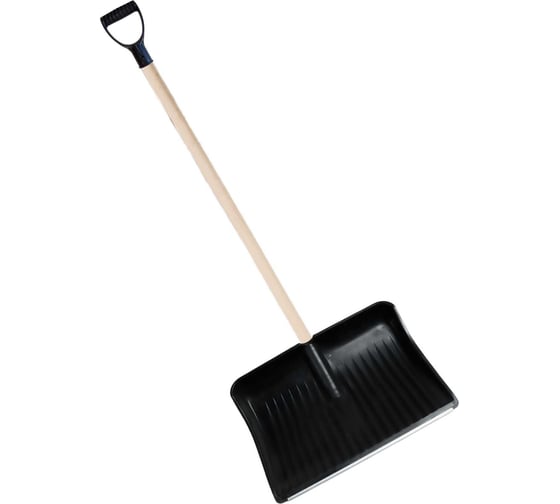 Изображение товара Лопата пластиковая ООО Агростройлидер №9 515x410мм с оцинкованной планкой с деревянным черенком и v-ручкой в сборе СНЕГ-01.24.11