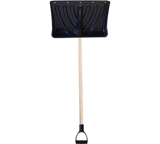 Изображение товара Лопата пластиковая ООО Агростройлидер "крепыш" 460x335мм с оцинкованной планкой на заклепках с деревянным черенком и v-ручкой в сборе СНЕГ-01.22.11