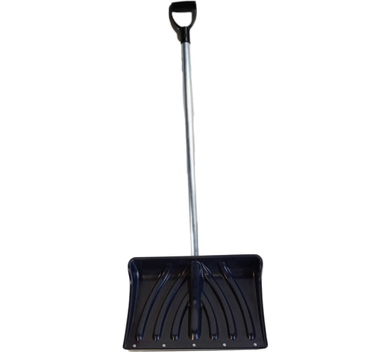 Изображение товара Пластиковая лопата ООО Агростройлидер крепыш 460x335 мм с оцинкованной планкой на заклепках с алюминиевым черенком и v-ручкой в сборе СНЕГ-01.22.31