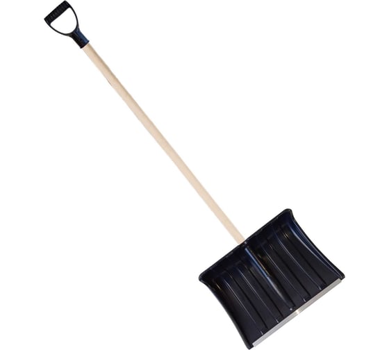 Изображение товара Лопата пластиковая ООО Агростройлидер №7 500x380мм с оцинкованной планкой с деревянным черенком и v-ручкой в сборе СНЕГ-01.20.11
