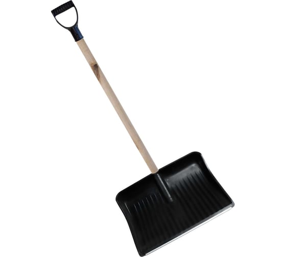 Изображение товара Лопата пластиковая ООО Агростройлидер №9 515x410мм с оцинкованной планкой с деревянным черенком и v-ручкой в сборе СНЕГ-01.24.21