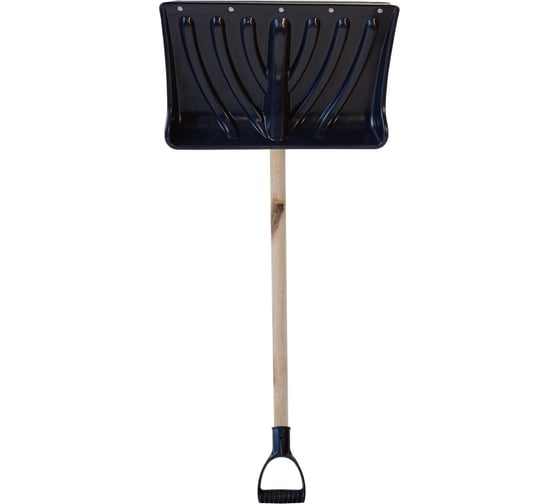 Изображение товара Лопата пластиковая ООО Агростройлидер "крепыш" 460x335мм с оцинкованной планкой на заклепках с деревянным черенком и v-ручкой в сборе СНЕГ-01.22.21