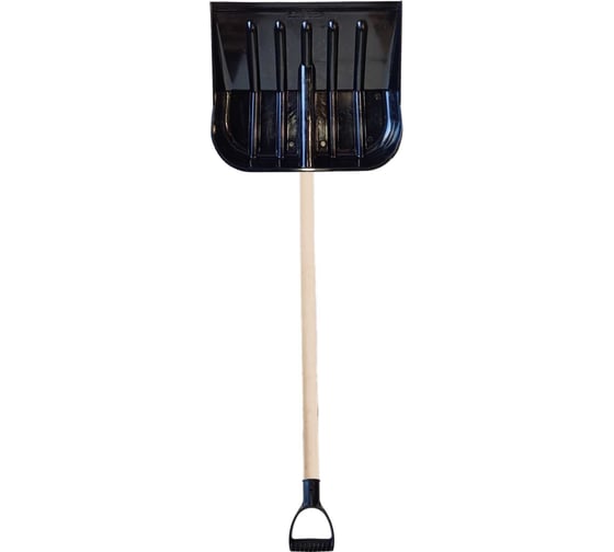 Изображение товара Лопата поликарбонатная ООО Агростройлидер №1э 450x390мм с деревянным черенком и v-ручкой в сборе СНЕГ-02.05.11