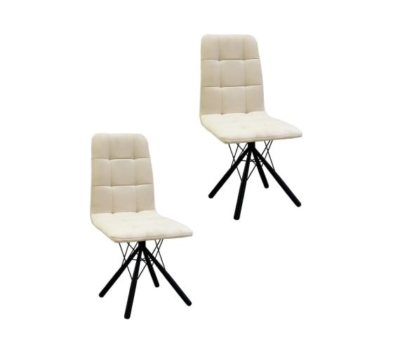 Изображение товара Комплект стульев M-GROUP ЛЕОН Паутинка бежевый, черные ножки (2 шт) 14040452