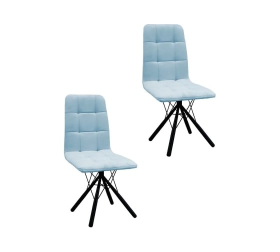 Изображение товара Комплект стульев M-GROUP ЛЕОН Паутинка голубой, черные ножки (2 шт) 14040453