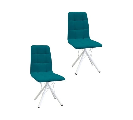 Изображение товара Комплект стульев M-GROUP ЛЕОН Паутинка аквамарин, белые ножки (2 шт) 14040151