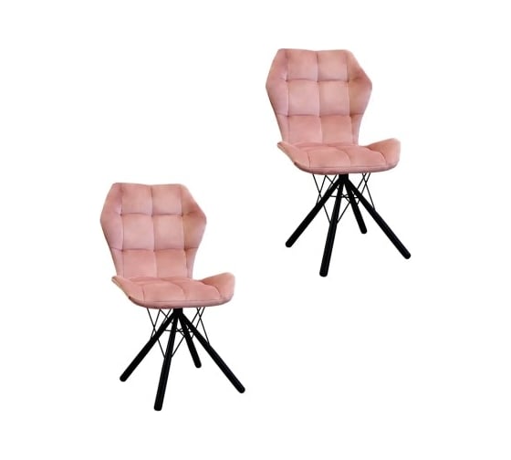 Изображение товара Комплект стульев M-GROUP БАБОЧКА Паутинка пудровый, черные ножки (2 шт) 14090454