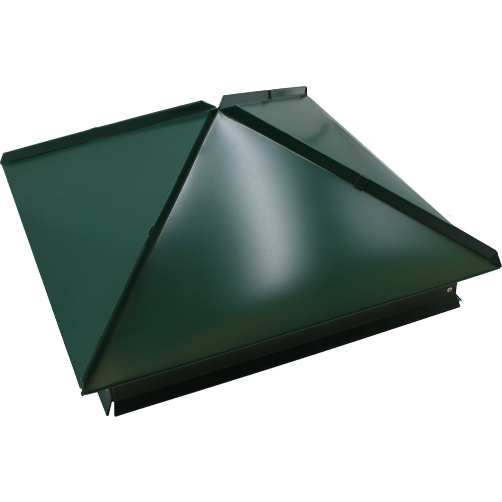 Изображение товара Металлический колпак на столб ПРОФМЕТСТИЛЬ зелёный, оцинкованная сталь, 450x450 мм