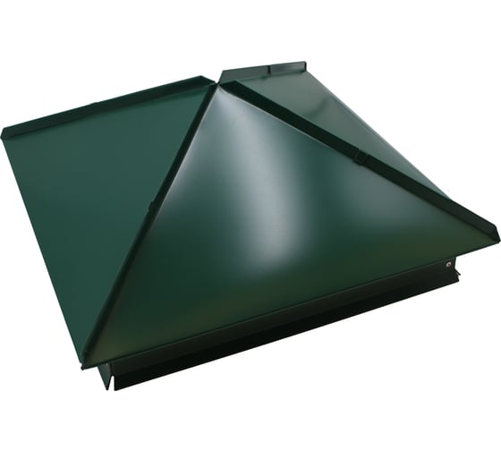 Изображение товара Металлический колпак на столб ПРОФМЕТСТИЛЬ зелёный, с ребром 1057