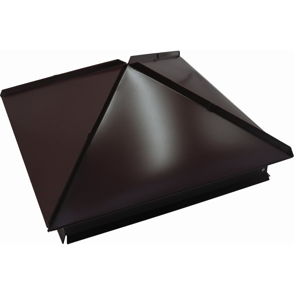 Изображение товара Металлический колпак на столб ПРОФМЕТСТИЛЬ коричневый, с ребром 1056