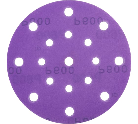 Изображение товара Круг абразивный шлифовальный под липучку Purple Sandpaper Auto P600, 150 мм, 17 отверстий, 25 шт Elsilber EL-APS0600