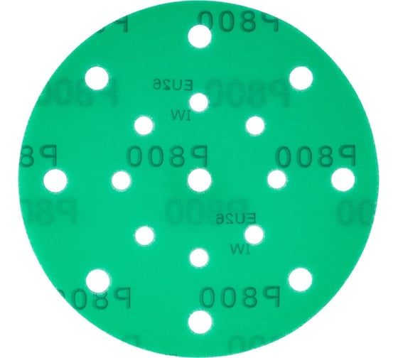 Изображение товара Круг абразивный шлифовальный под липучку Polyester Film Sandpaper P800, 150 мм, 17 отверстий, 25 шт Elsilber EL-APF0800