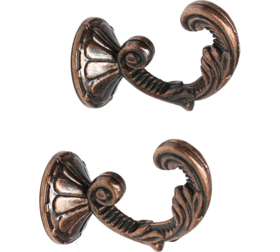 Изображение товара Крючок для штор ТУНДРА KS002, однорожковый, цвет медь 3241489