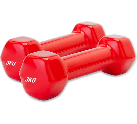 Изображение товара Набор обрезиненных гантелей BRADEX 2 шт по 3 кг, красные, SF 0600