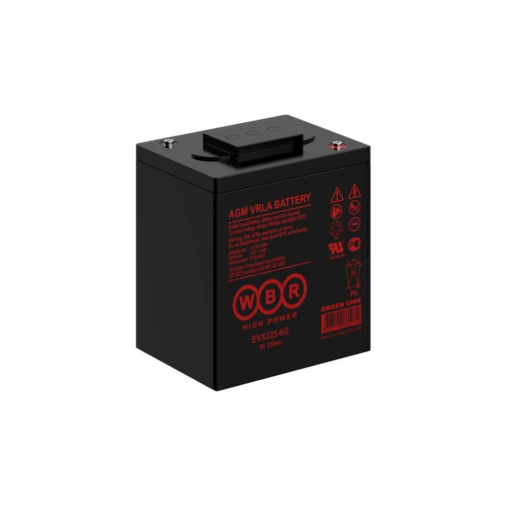 Изображение товара Тяговый аккумулятор WBR EVX225-6G 6В 225 Ач для лодочных моторов и промышленного оборудования Изображение товара Тяговый аккумулятор WBR EVX225-6G 6В 225 Ач для лодочных моторов и промышленного оборудования