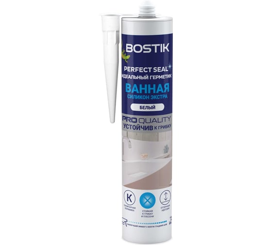 Изображение товара Идеальный герметик BOSTIK Perfect Seal Ванная, Силикон, Экстра, белый, 280 мл BOK638592P
