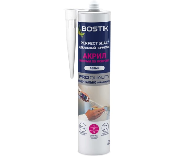 Изображение товара Идеальный герметик BOSTIK Perfect Seal Акрил, Мокрым по мокрому, 300 мл BOK639001P