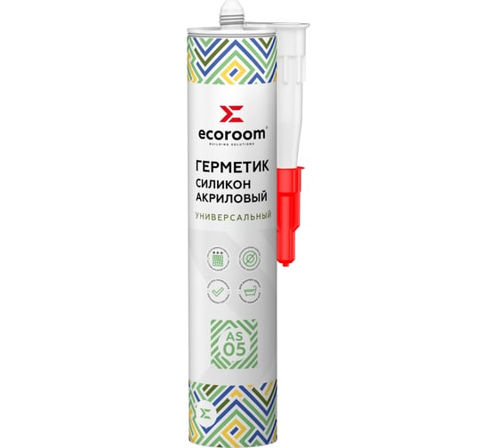 Изображение товара Силиконакриловый герметик ECOROOM AS-05 универсальный, белый, 310 мл 221-1-310