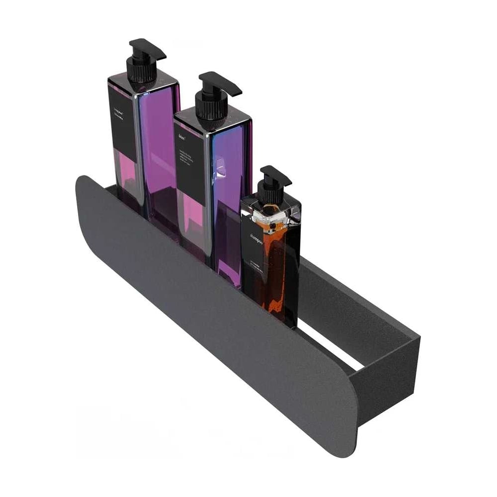 Изображение товара Полка Граф Держалкин Radius mono 40x9.2x9 черная - стильная металлическая настенная полка в стиле л