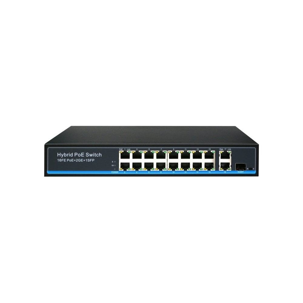 Изображение товара Коммутатор Giraffe 16PoE 2UpLink 10/100/1000Мб 1SFP GF-AC1621PoE