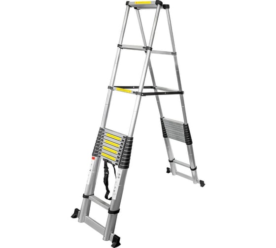 Изображение товара Телескопическая бытовая стремянка Forcekraft алюминиевая 5 м 16+16 ступеней FK-BL-TA500(54031)